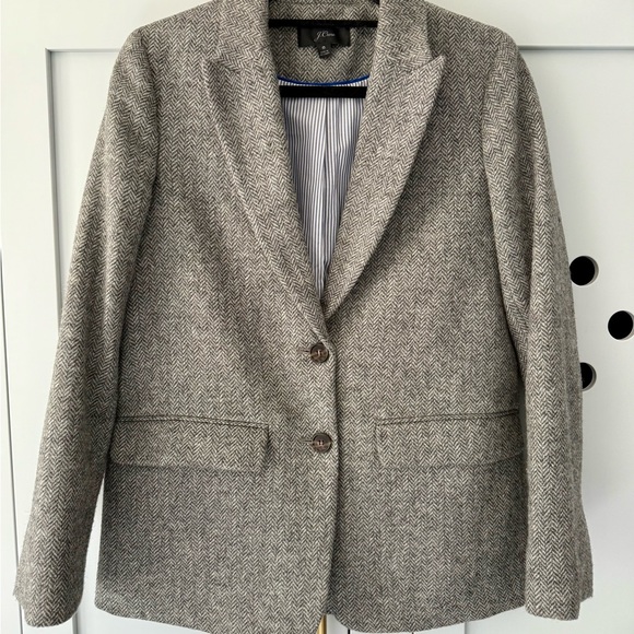J Crew Gray Herringbone Wool Blazer size 6 - Picture 1 of 10
